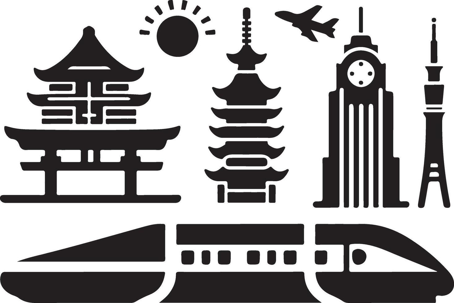minimal japanes bullet train icon vector clipart silhouette, white background 7