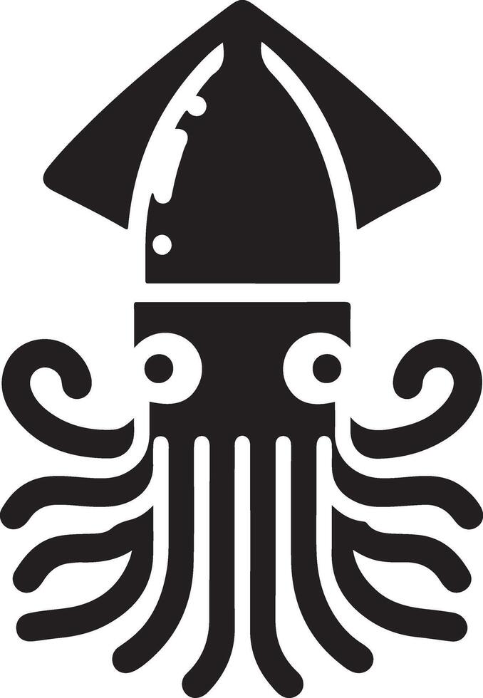minimal Squid vector icon, flat symbol, black color silhouette, white background 5