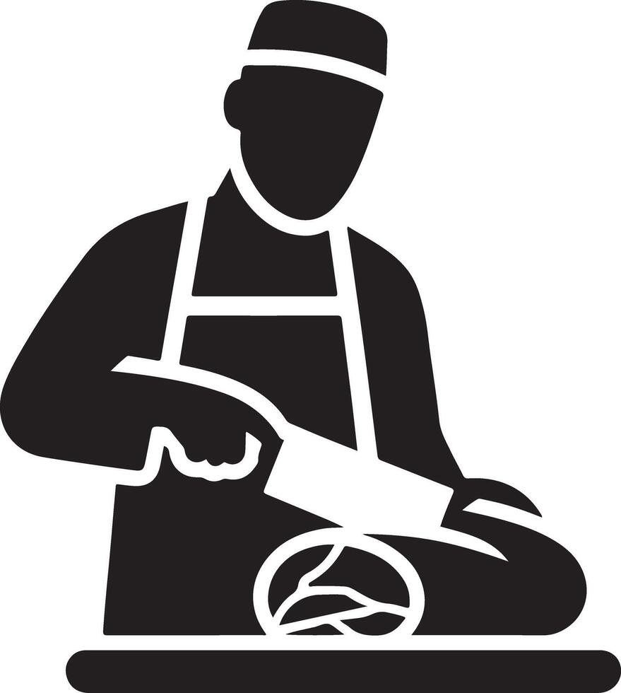 Butcher meat cutting silhouette vector icon, clipart, symbol, black color 4