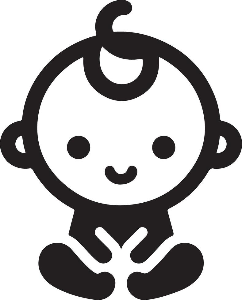 Cute smiling baby crawling icon black color silhouette 17 vector