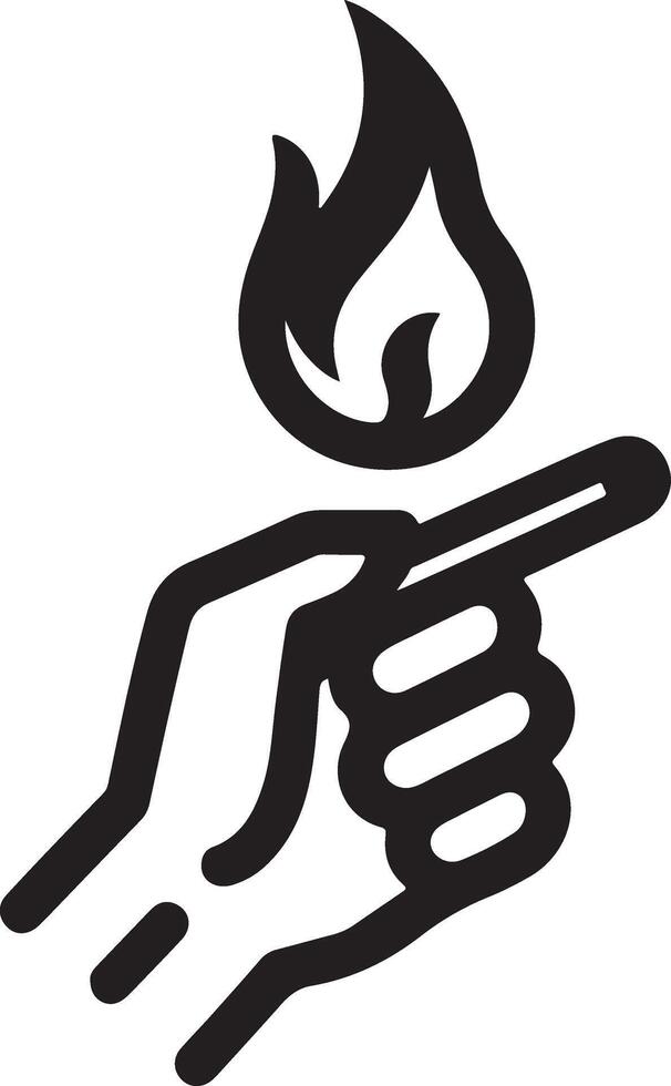 Hand hold matches fire hipster vintage vector logo icon, silhouette 11