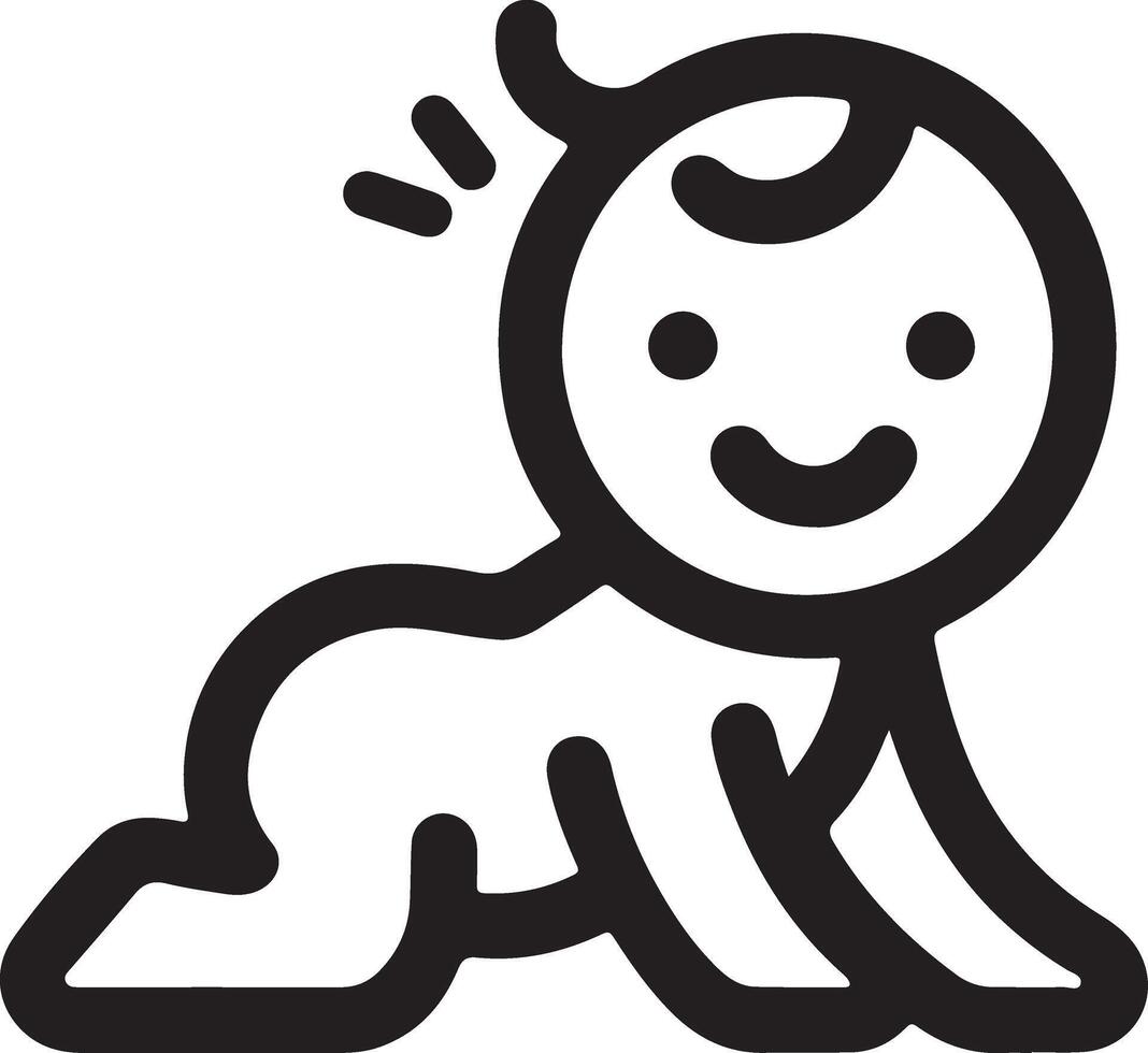 minimal Cute smiling baby crawling icon black color silhouette, logo, clipart, symbol 23 vector