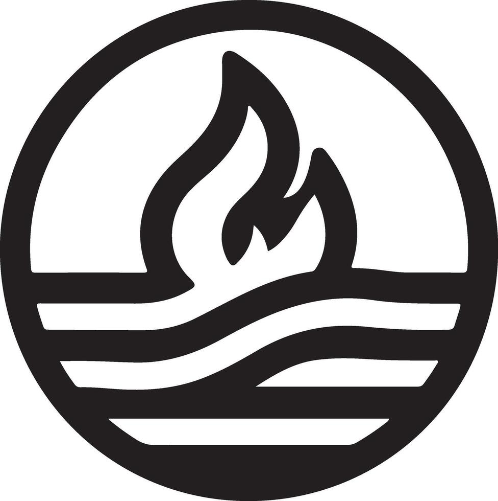 minimal Fire flame Logo horizontal flow sign vector icon silhouette, white background