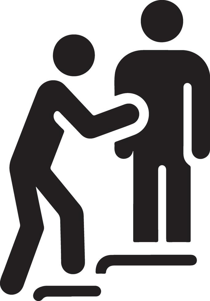 a man help other man vector icon black color silhouette, white background 12