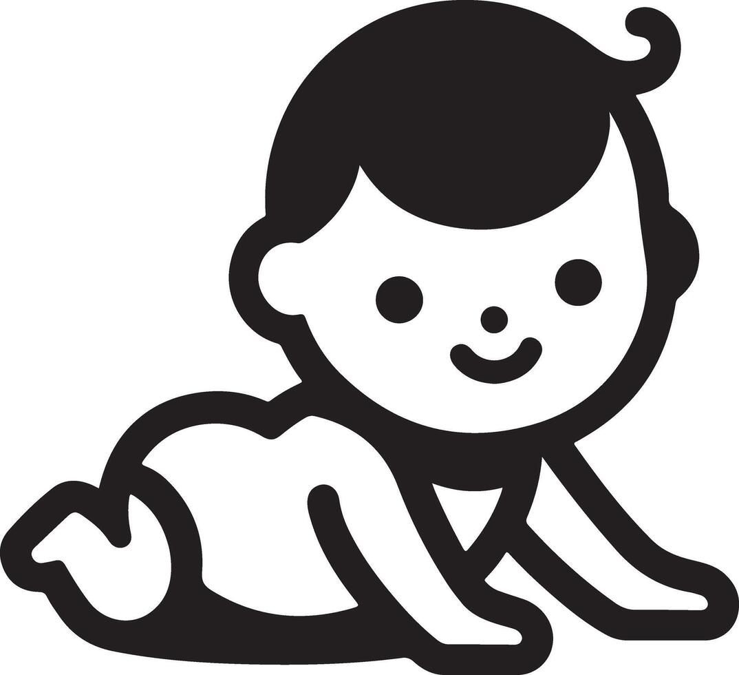 minimal Cute smiling baby crawling icon black color silhouette, logo, clipart, symbol 2 vector