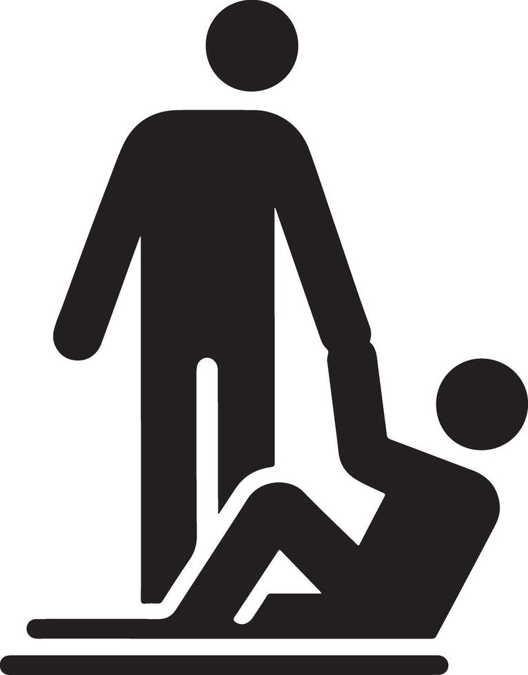 a man help other man vector icon black color silhouette, white background 25