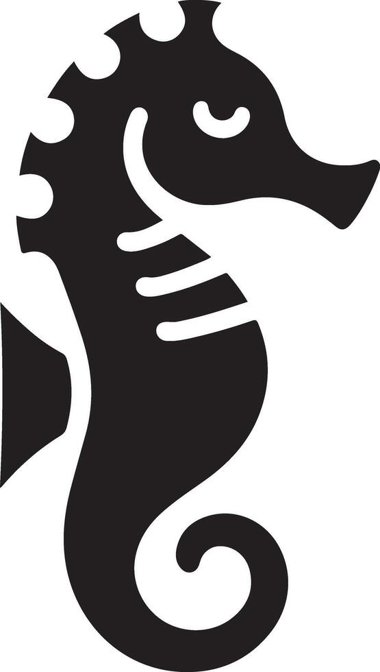 minimal Seahorse vector icon, flat symbol, black color silhouette, white background 15