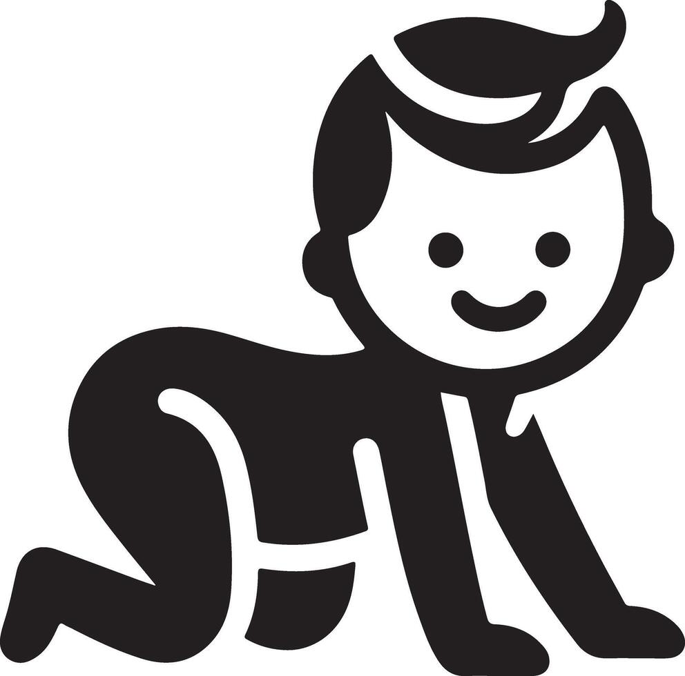 minimal Cute smiling baby crawling icon black color silhouette, logo, clipart, symbol 10 vector