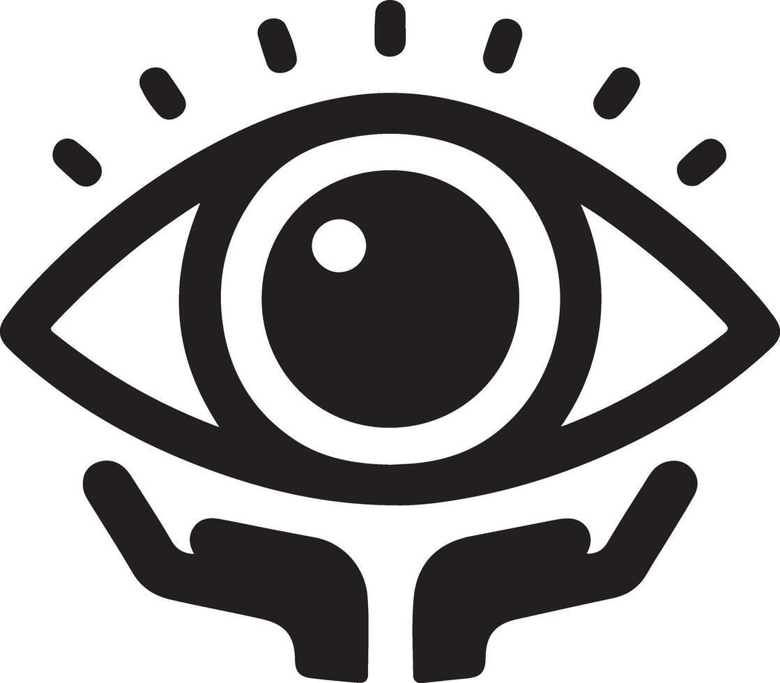 minimal Eye care logo vector icon, flat symbol, black color silhouette, white background