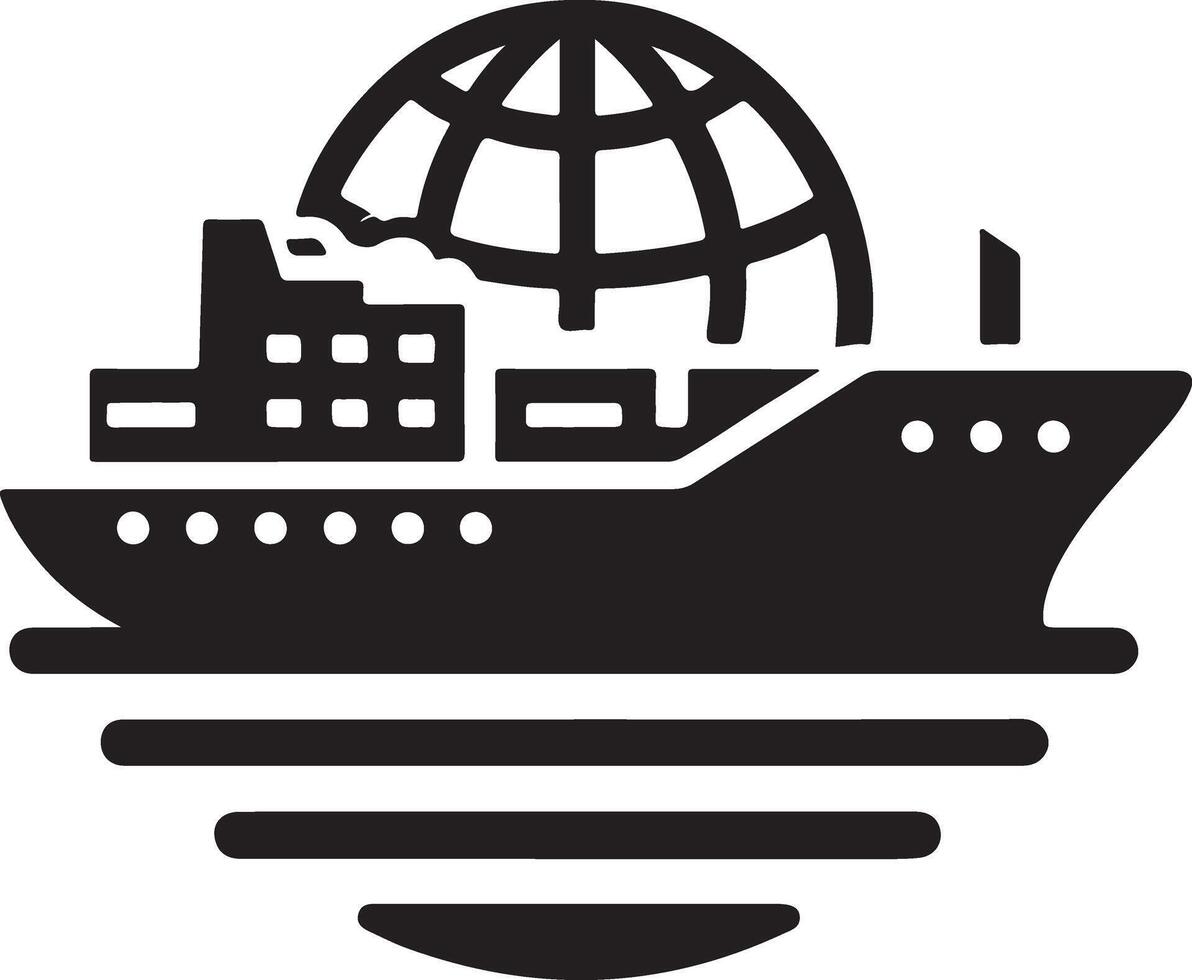 minimal International shipping tanker ship under round shape logo vector icon 11