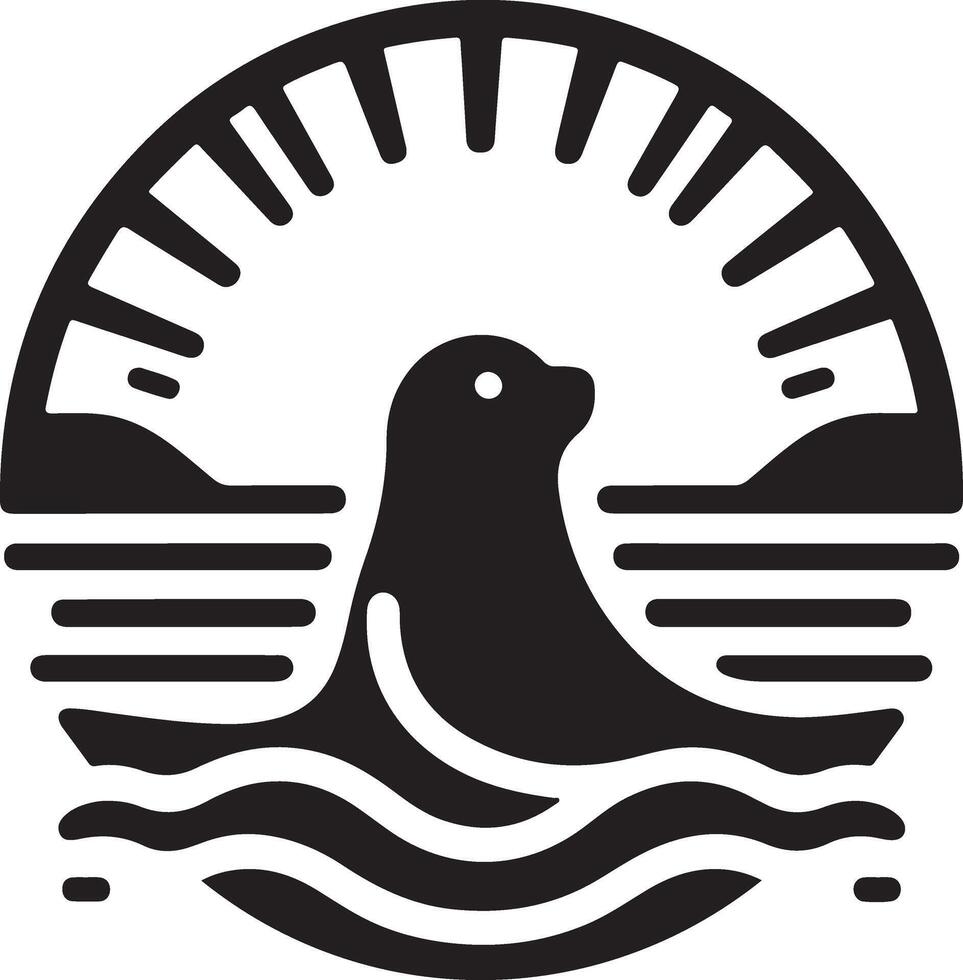 minimal Seal vector icon, flat symbol, black color silhouette, white background 11