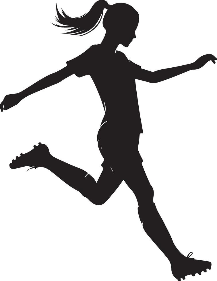 minimal Young soccer player kicking a ball pose vector silhouette, black color silhouette 14