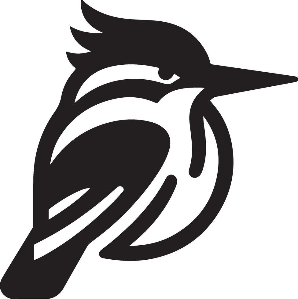 Kingfisher bird vector art icon, clipart, symbol, black color silhouette, white background 23