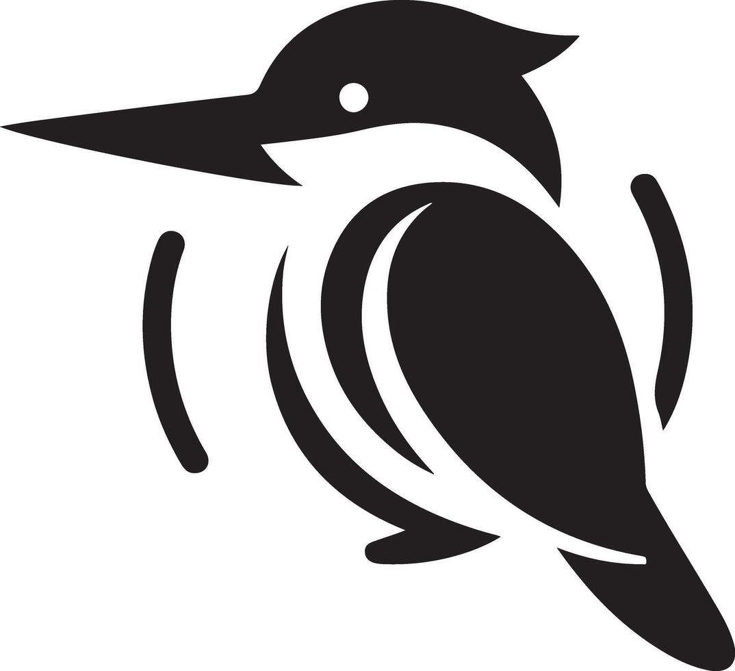 Kingfisher bird vector art icon, clipart, symbol, black color silhouette, white background 52