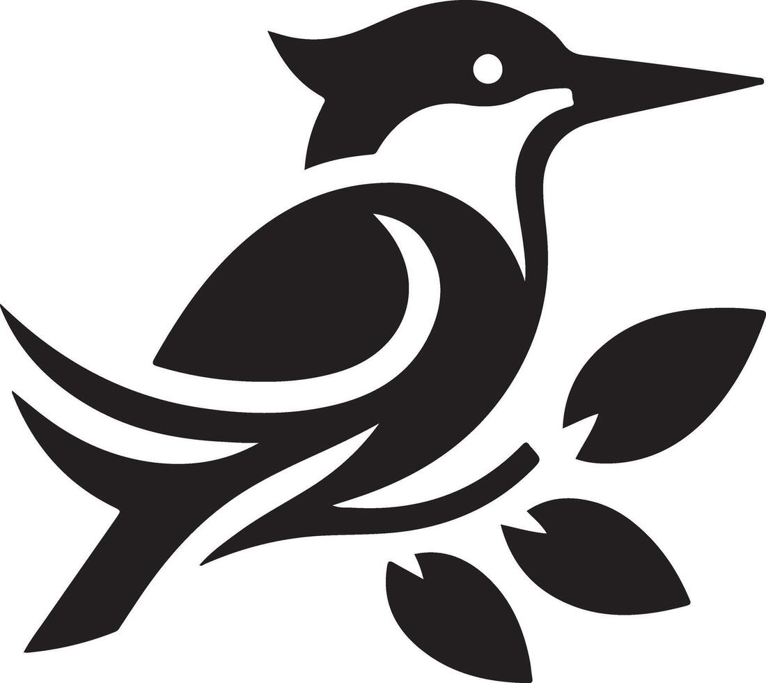 Kingfisher bird vector art icon, clipart, symbol, black color silhouette, white background 35