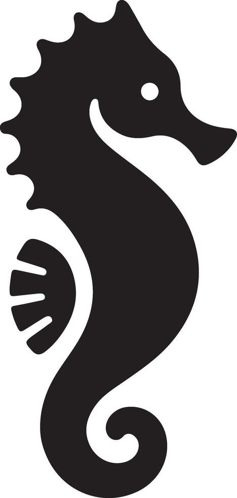 minimal Seahorse vector icon, flat symbol, black color silhouette, white background 8