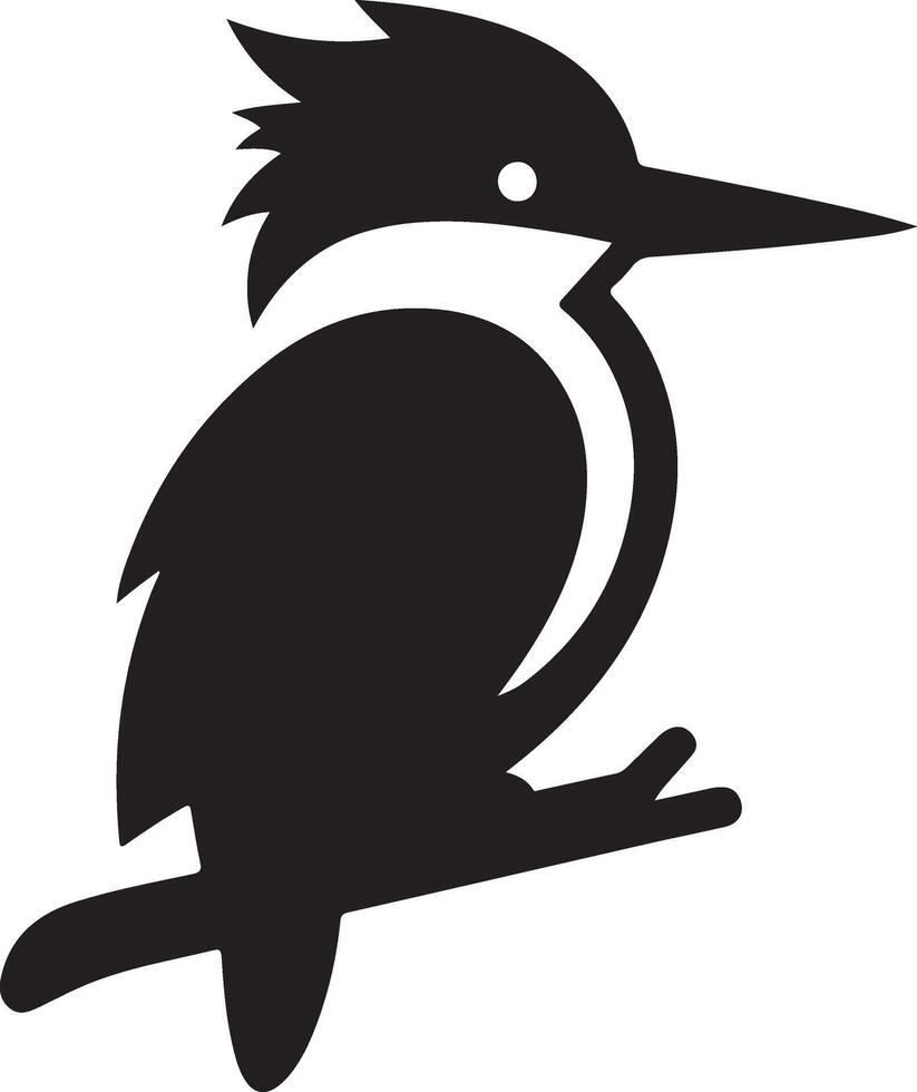 Kingfisher bird vector art icon, clipart, symbol, black color silhouette, white background 43