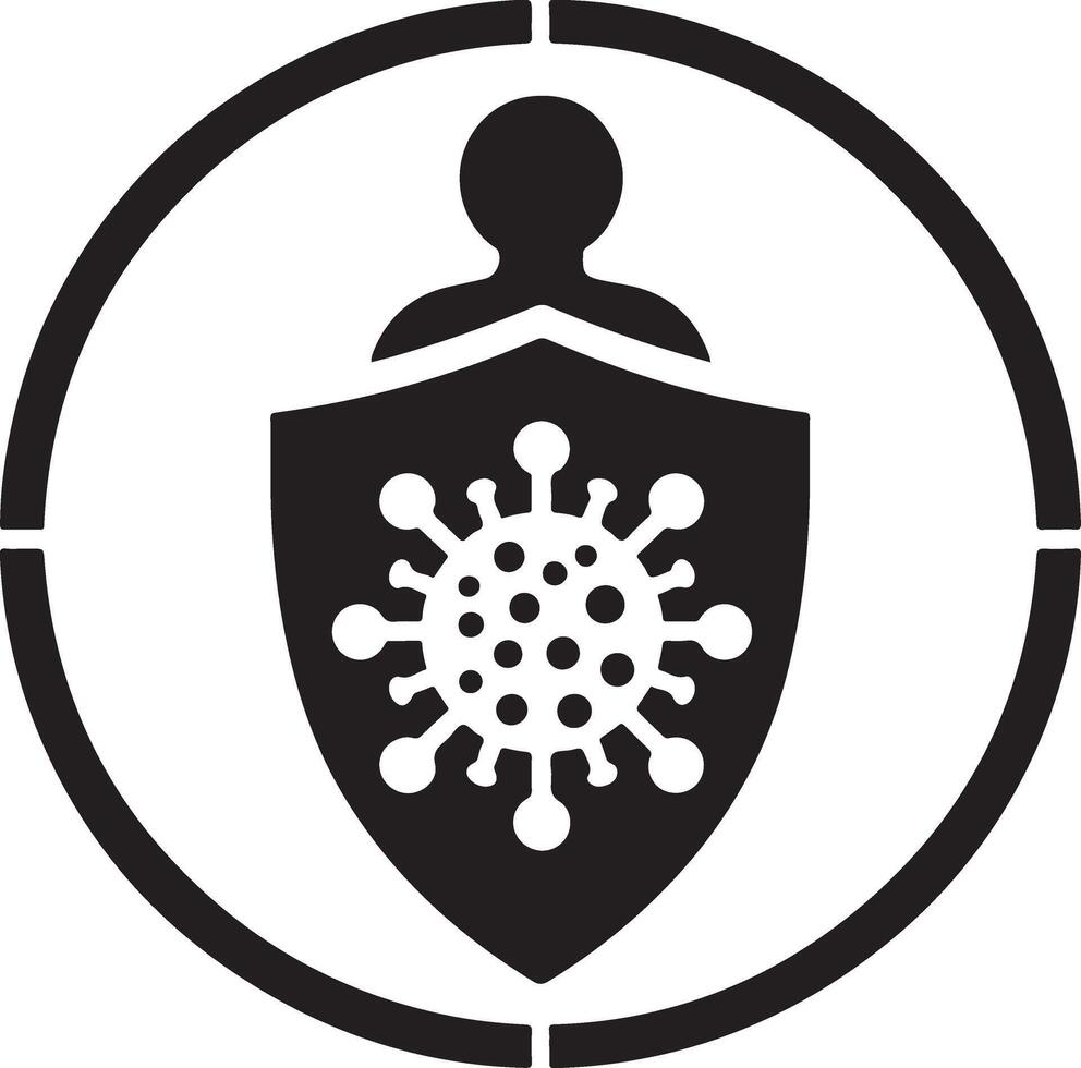 minimal Antibacterial defense icon, black color silhouette, logo, clipart, symbol, black color silhouette 7 vector