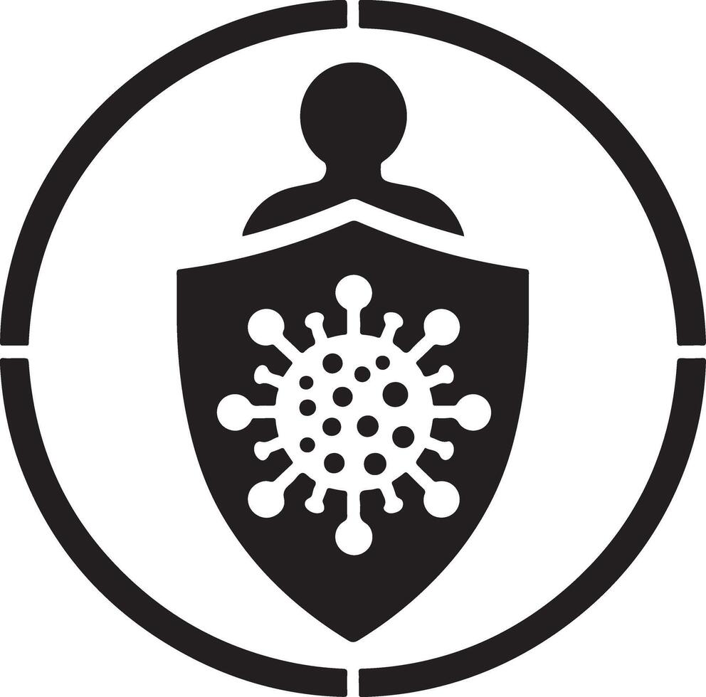 mínimo antibacteriano defensa icono, negro color silueta, logo, clipart, símbolo, negro color silueta 7 7 vector