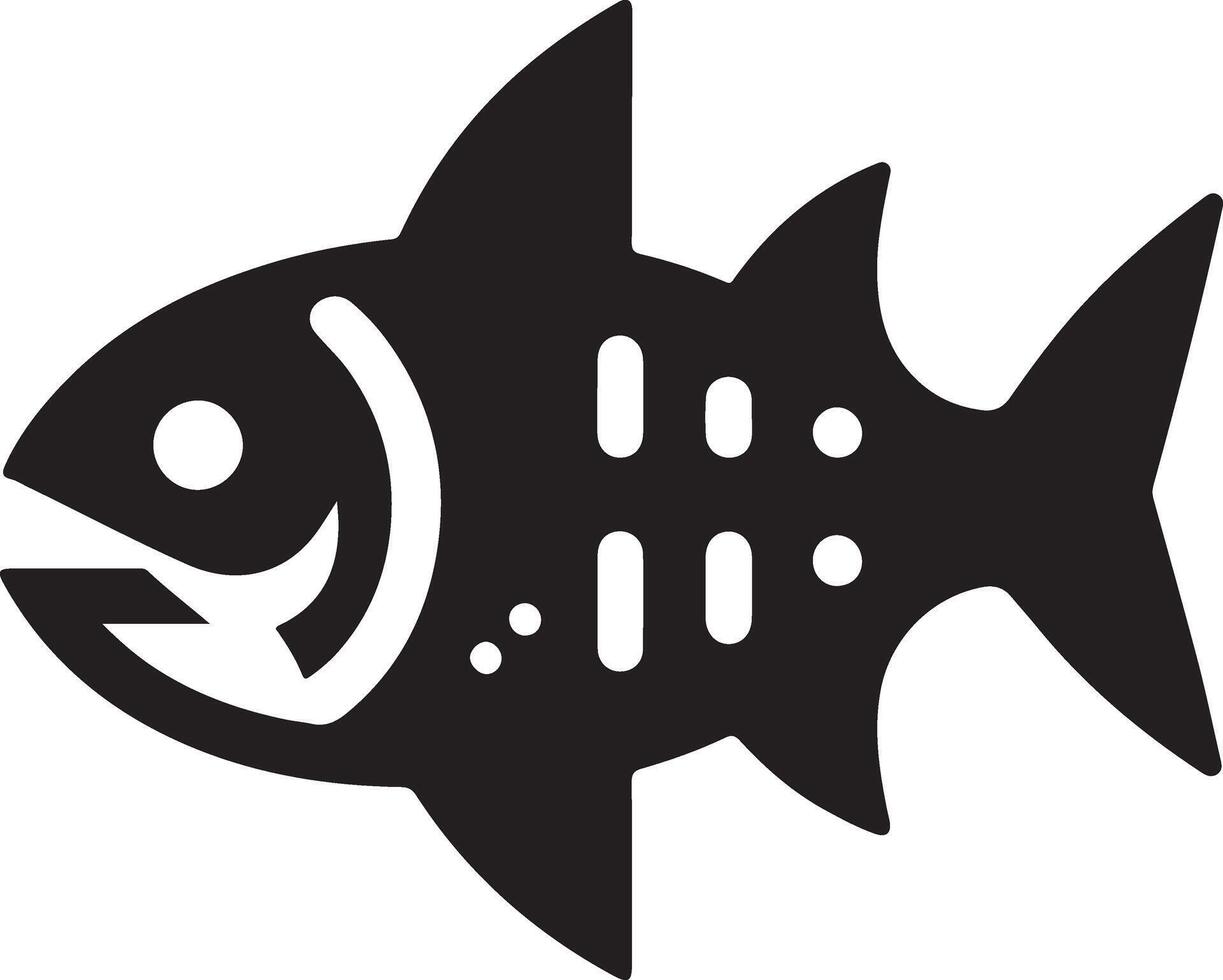 Piranha fish vector icon, clipart, symbol, flat illustration, black color silhouette 9