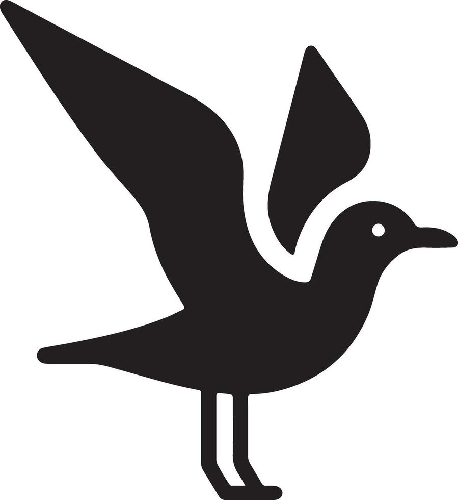 mínimo Gaviota vector icono, plano símbolo, negro color silueta, blanco antecedentes 30