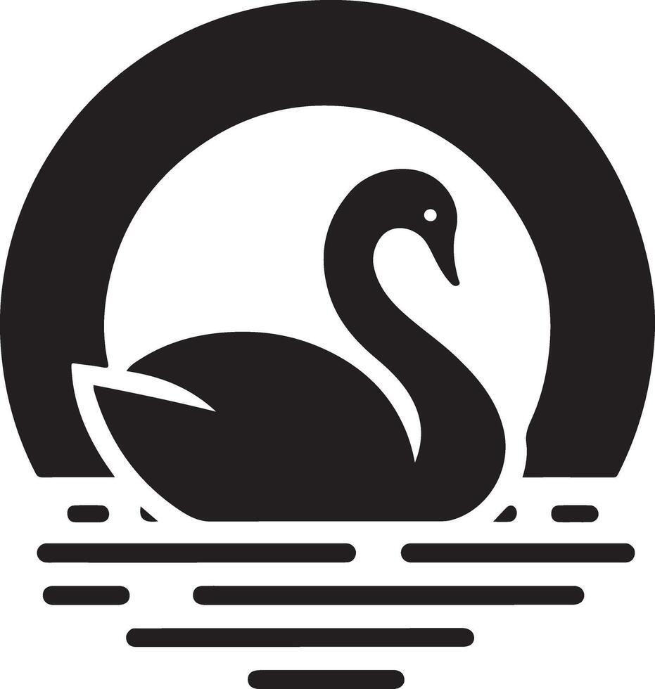 cisne logo vector icono, plano símbolo, negro color silueta, blanco antecedentes 18