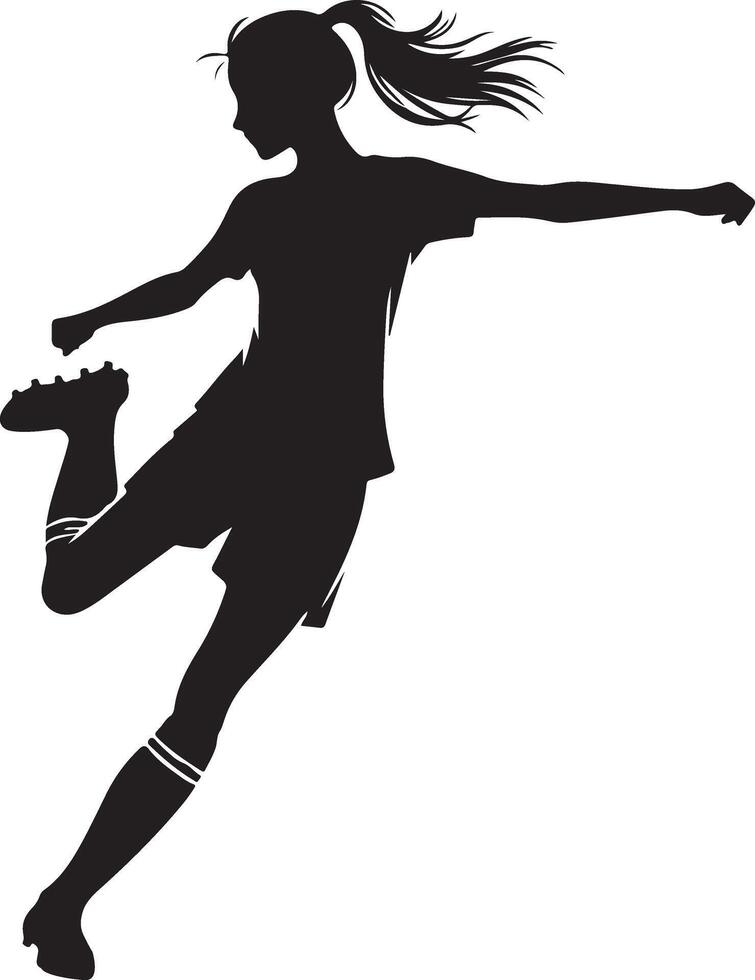 minimal Young soccer player kicking a ball pose vector silhouette, black color silhouette 15