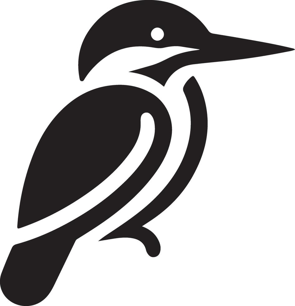 Kingfisher bird vector art icon, clipart, symbol, black color silhouette, white background 28
