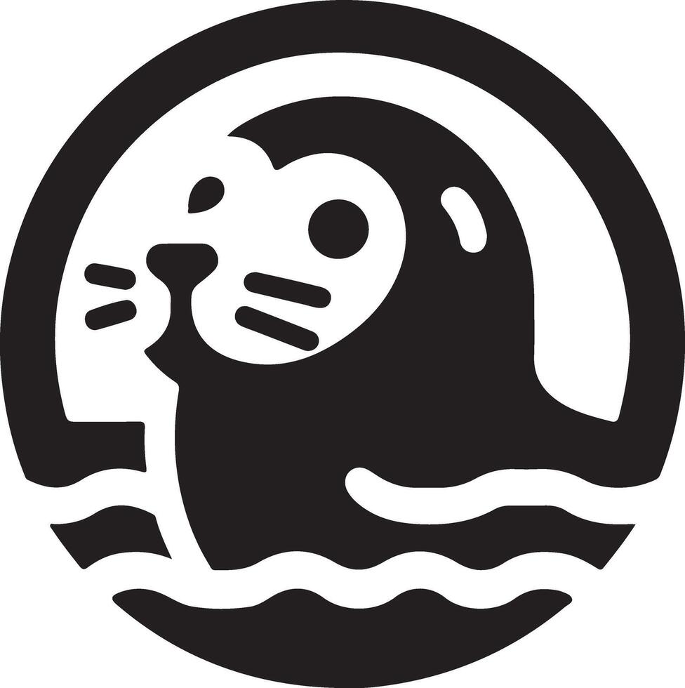 minimal Seal vector icon, flat symbol, black color silhouette, white background 25