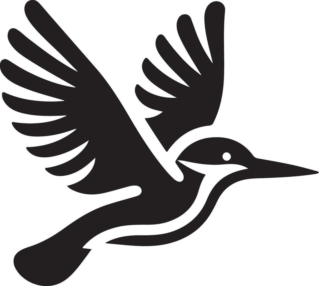 Kingfisher bird vector art icon, clipart, symbol, black color silhouette, white background 8