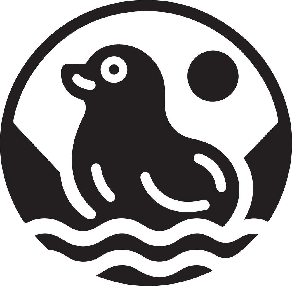 minimal Seal vector icon, flat symbol, black color silhouette, white background 18