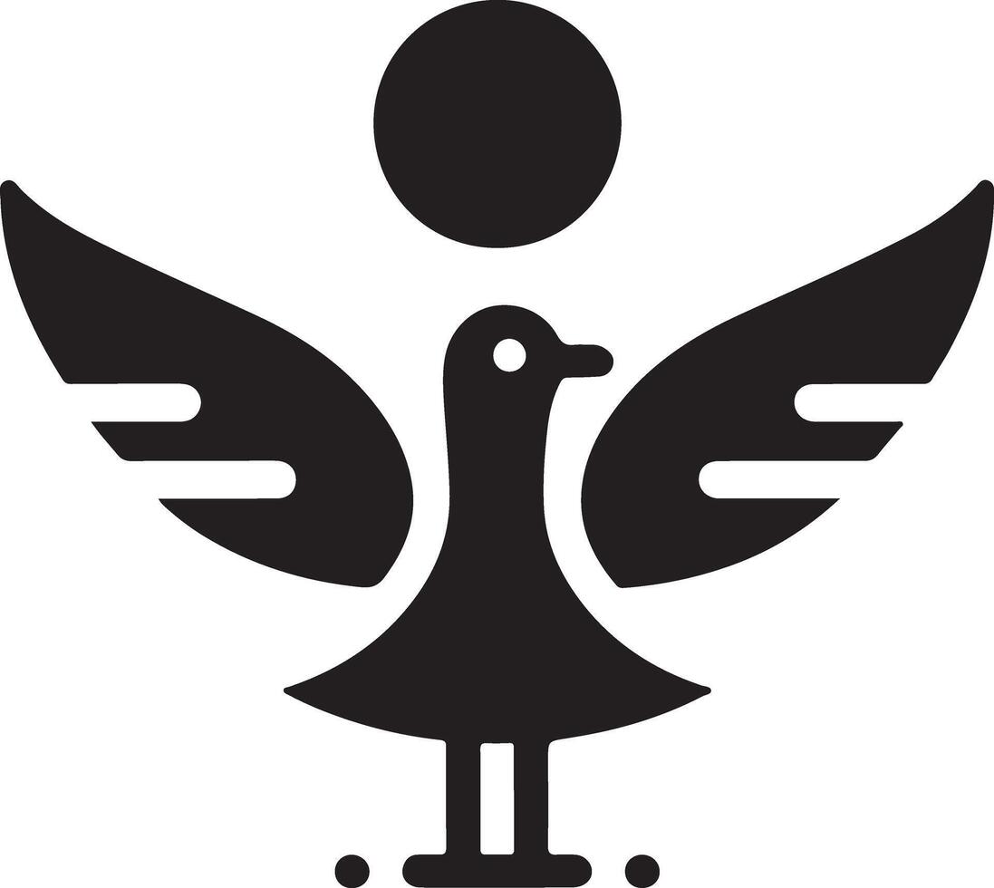 minimal Seagull vector icon, flat symbol, black color silhouette, white background