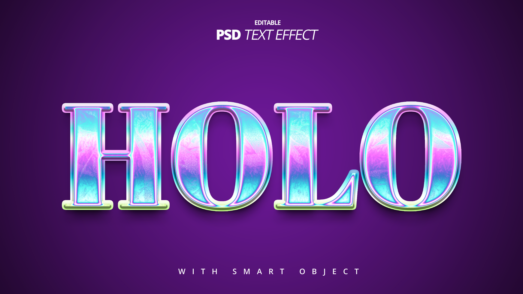 hologram colorful rainbow shiny blue ice 3d text effect design psd