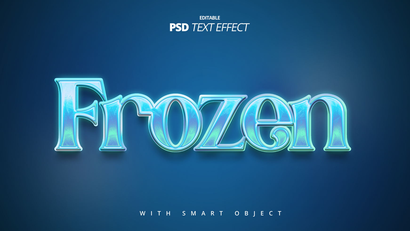 Frozen blue ice beauty fresh 3d text effect design psd