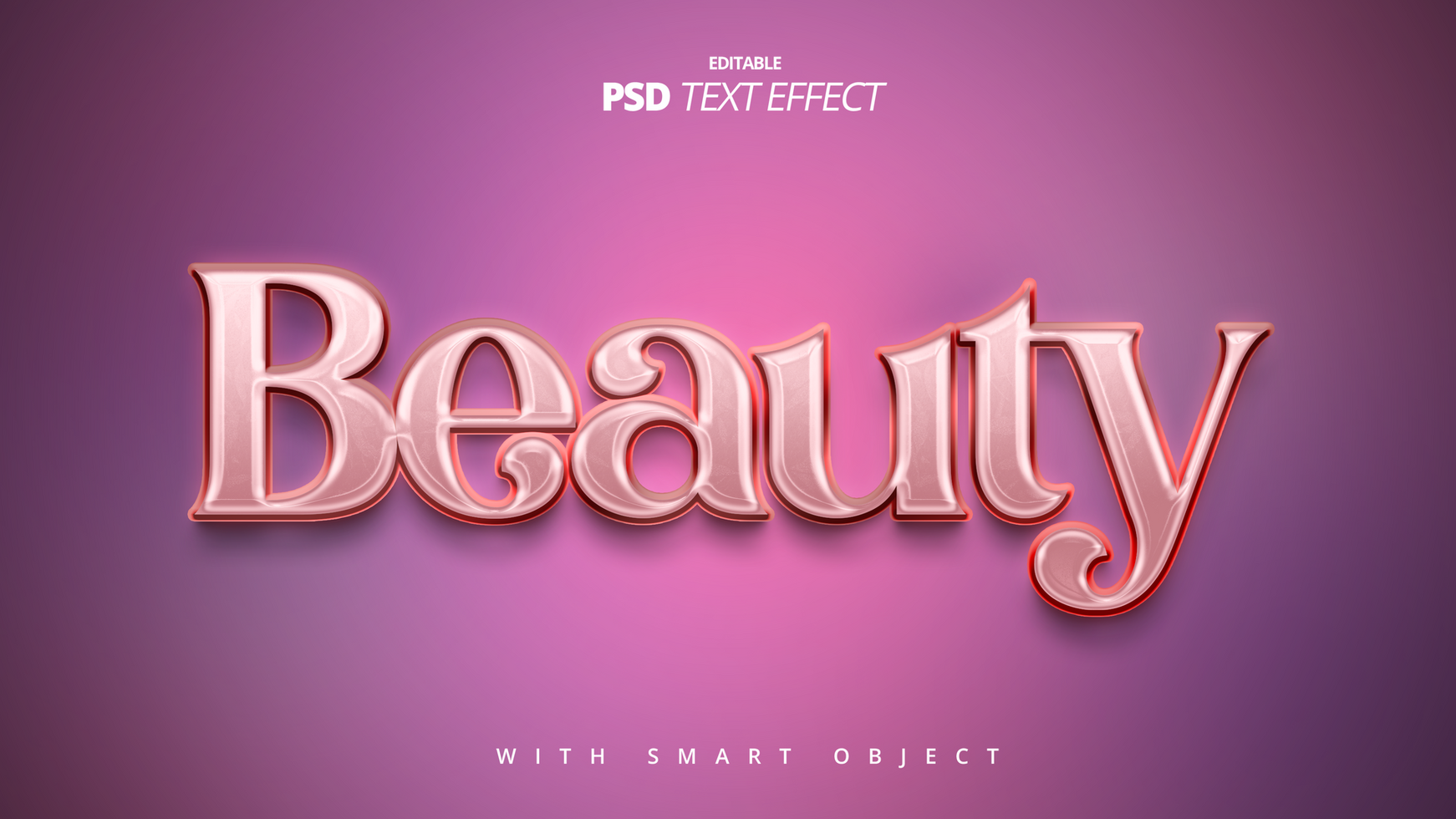 beautiful 3d pink shiny luxury text effect design psd