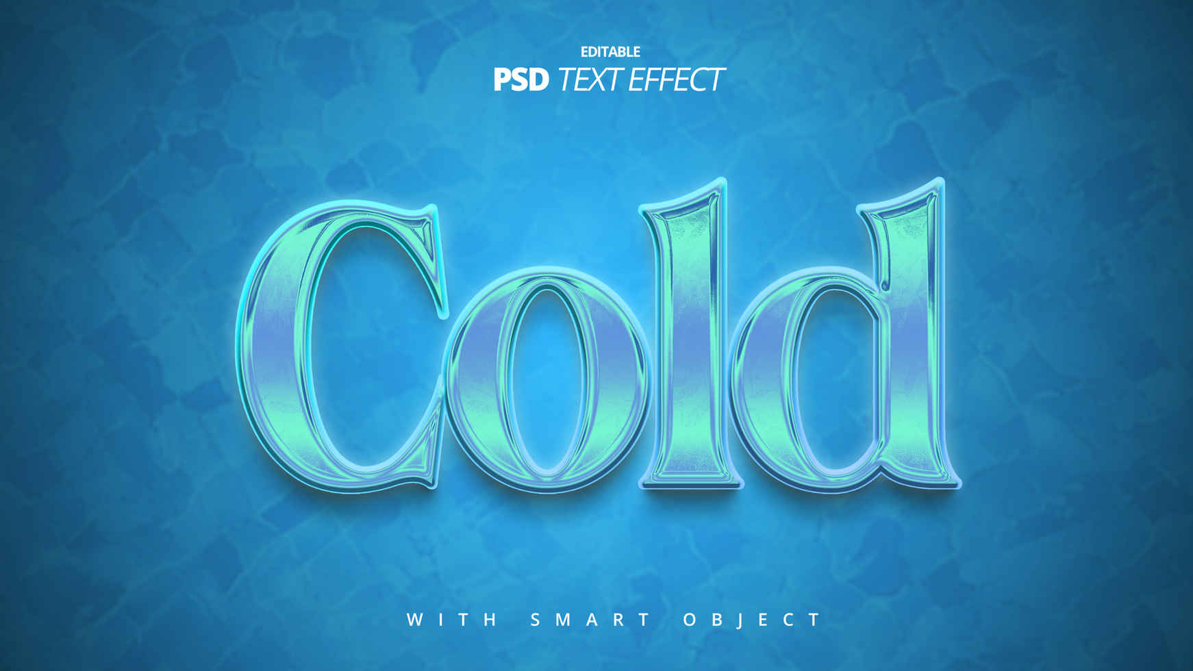 cold blue ice fresh freeze 3d text effect design psd