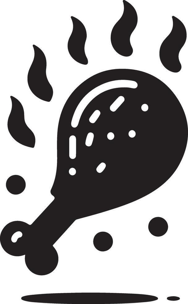 fried hot chicken leg pcs vector icon silhouette, clipart, symbol, black color silhouette 13