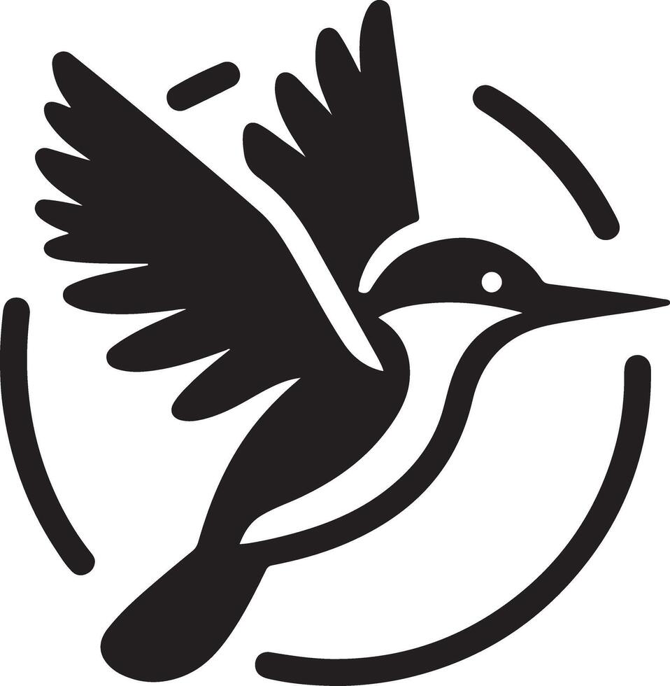 Kingfisher bird vector art icon, clipart, symbol, black color silhouette, white background 15
