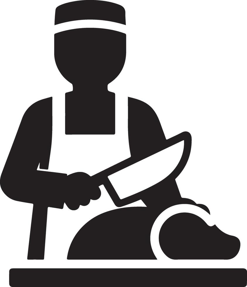 Butcher meat cutting silhouette vector icon, clipart, symbol, black color 9