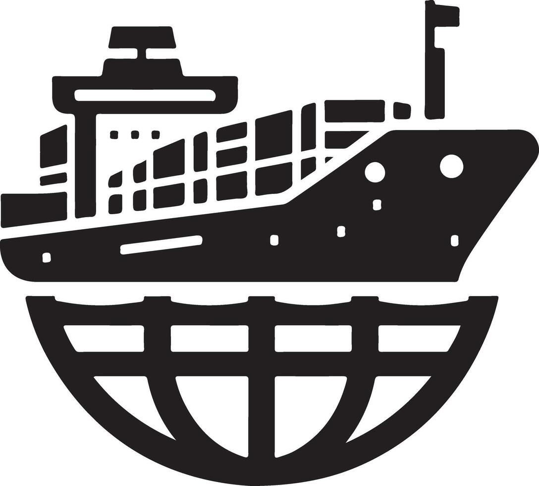 minimal International shipping tanker ship under round shape logo vector icon 7