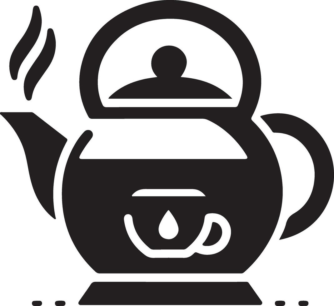 tea kettle vector icon with cup silhouette, black color silhouette