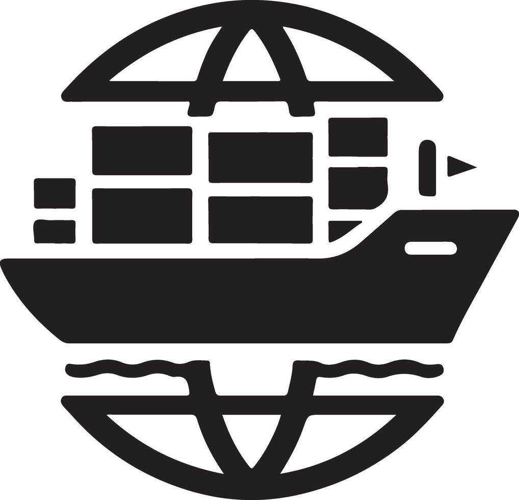 minimal International shipping tanker ship under round shape logo vector icon 14