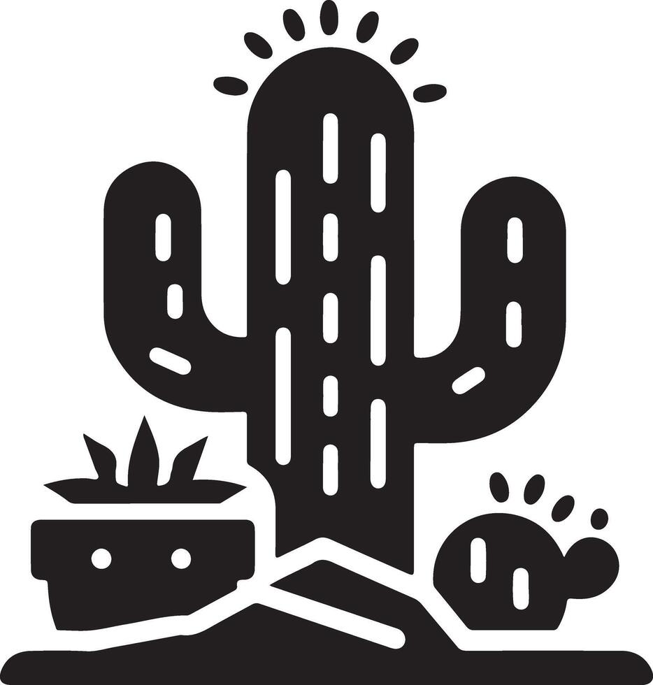 cactus planta icono vector clipart, símbolo, negro color silueta, blanco antecedentes 2