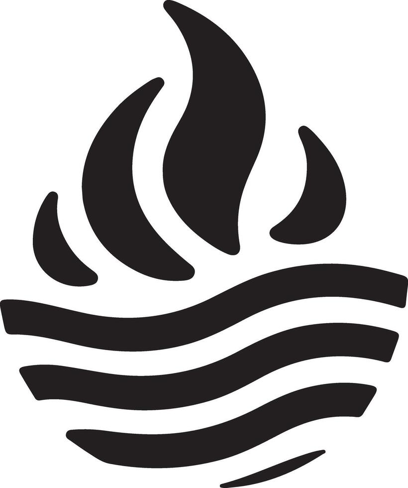 minimal Fire flame Logo horizontal flow sign vector icon silhouette, white background 2