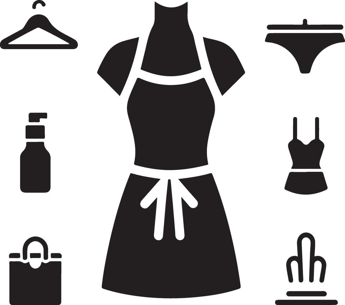 minimal female apron vector icon silhouette, clipart, symbol, black color silhouette 10