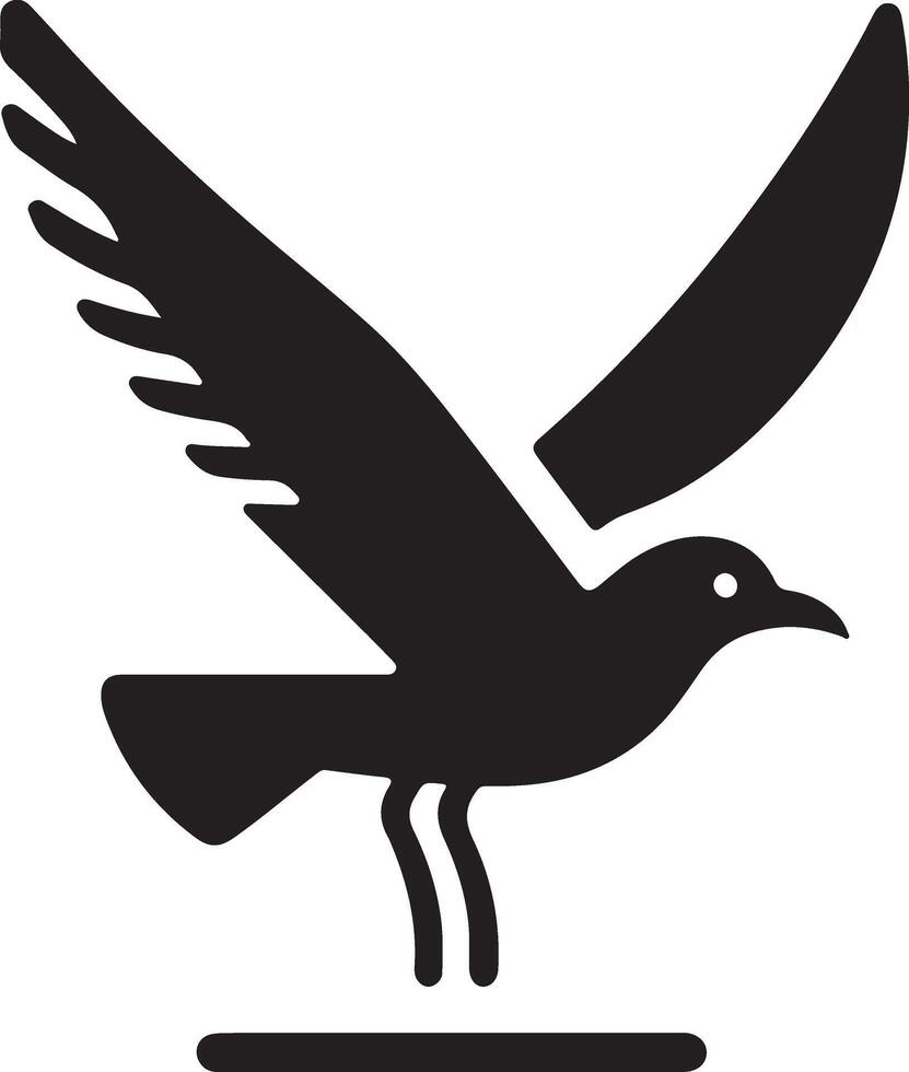 minimal Seagull vector icon, flat symbol, black color silhouette, white background 2