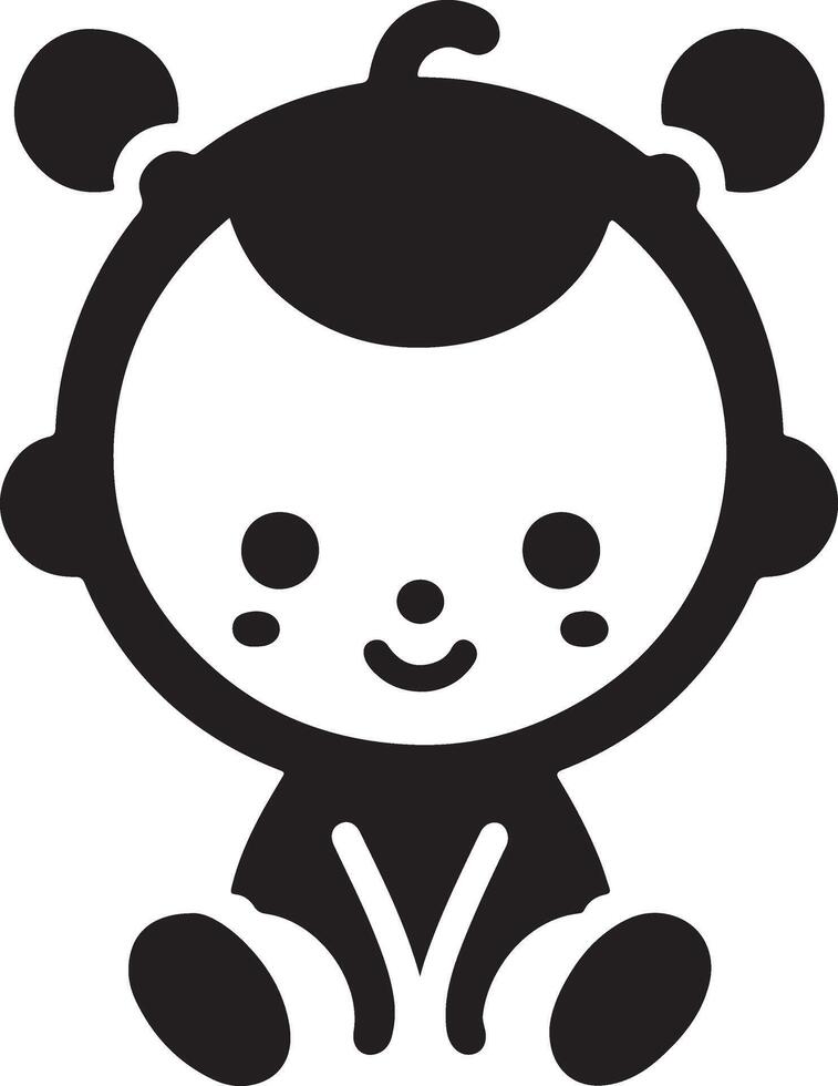 Cute smiling baby crawling icon black color silhouette 16 vector