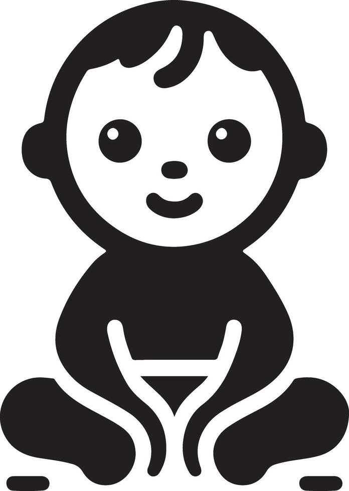 Cute smiling baby crawling icon black color silhouette 15 vector