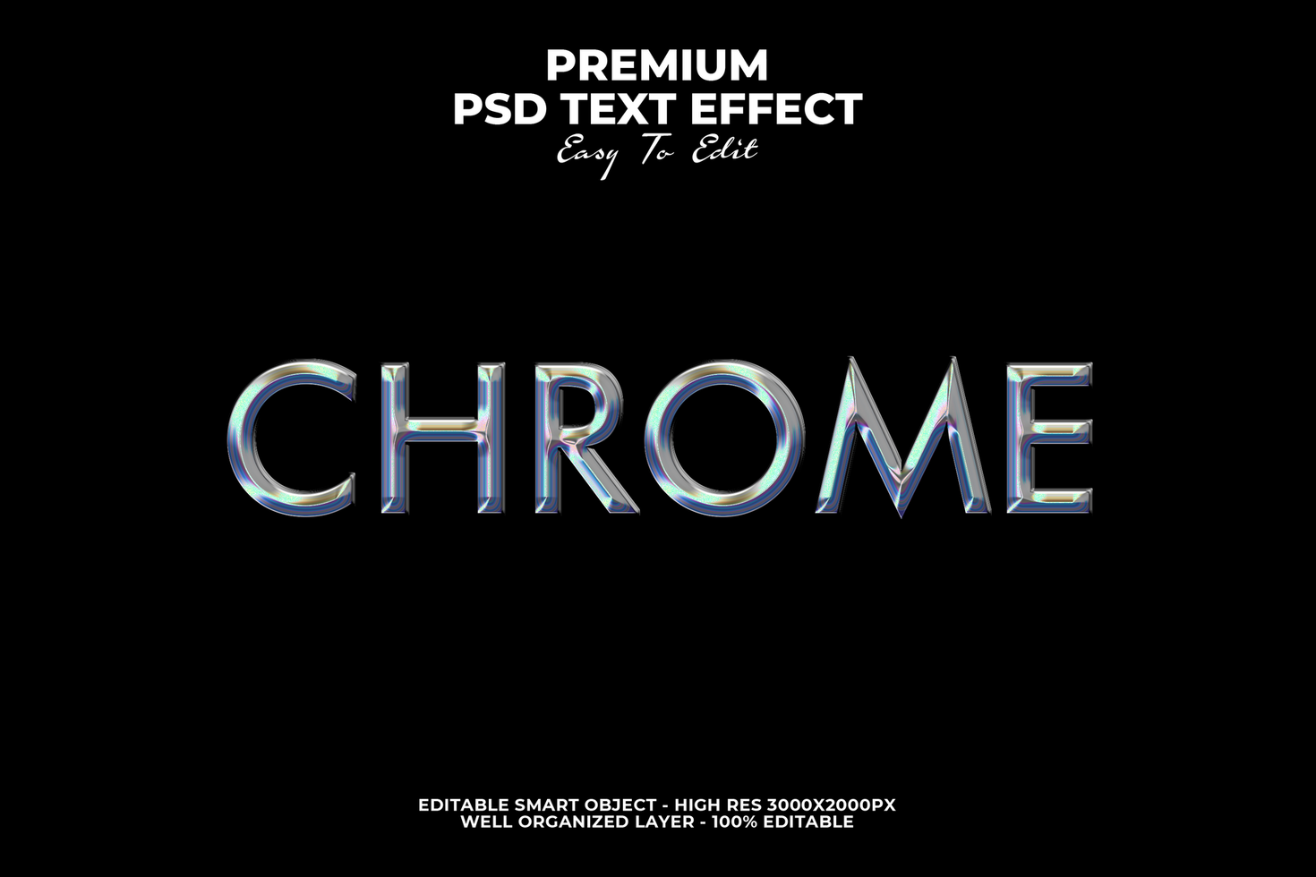 Chrome text effect psd