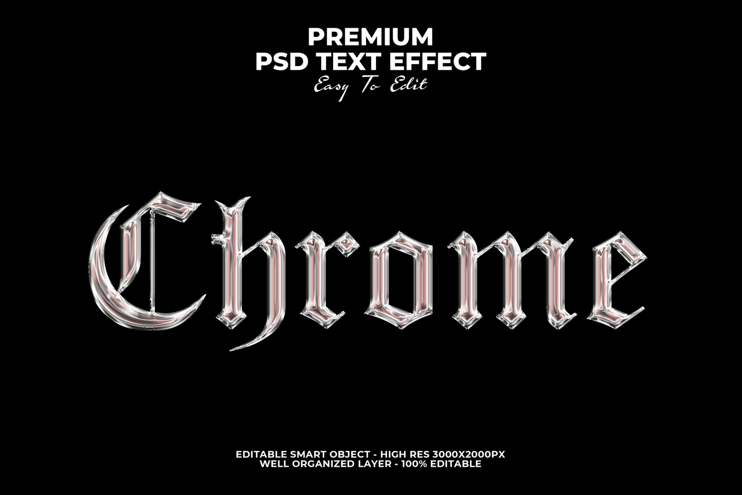 Chrome text effect psd